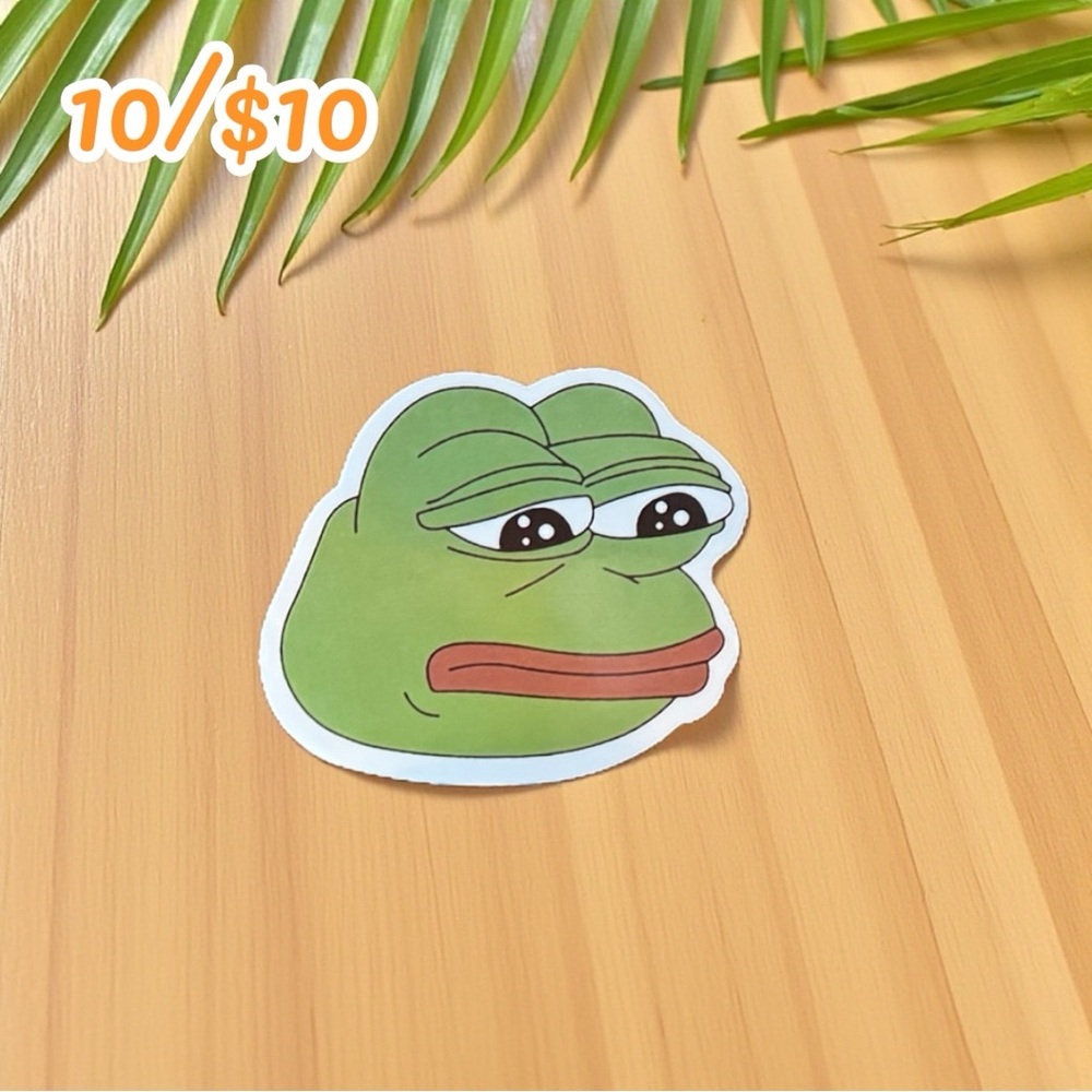 Sad Pepe Meme Vinyl Sticker – 2.5” | Funny Internet Frog Meme